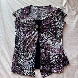 Elegant Women's Purple and Black Top
